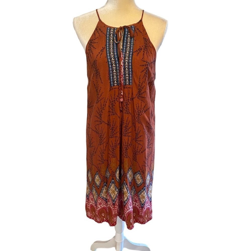 Monteau Bohemian Keyhole Halter Midi dress, Women's Large